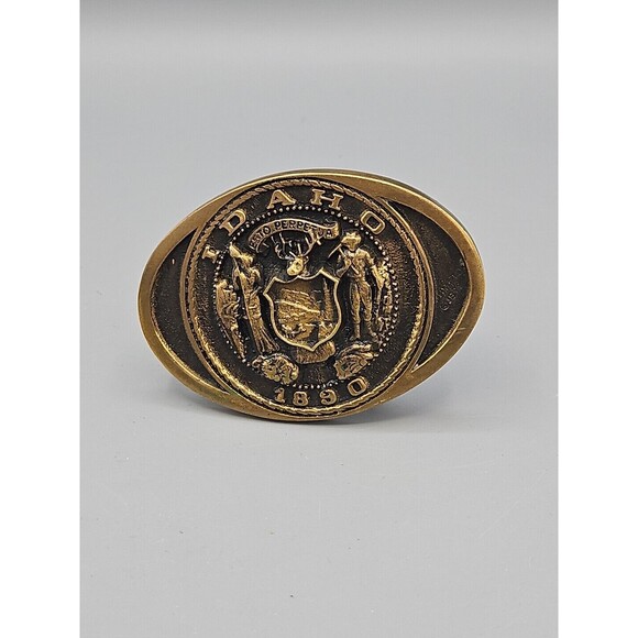 Vintage Idaho 1890 Brass Belt Buckle First Security Corporation Utah Wyoming '78 - Picture 1 of 8